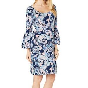 Lilly Pulitzer Carlile Dress in High Tide Navy Holy Flockamolie Print Size Large